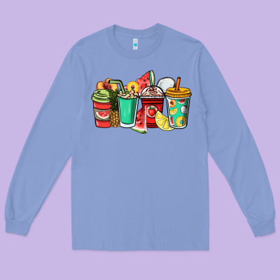 Fruits Coffee Cups Long Sleeve Tee Designed By Nancycooperartshop