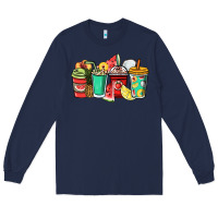 Navy Fruits coffee cups Long Sleeve Tee - NancyCooperArtShop