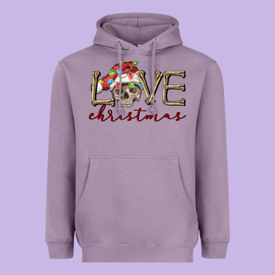 Skull Love Christmas Heavyweight Hoodie Designed By Fadigitalartstudio