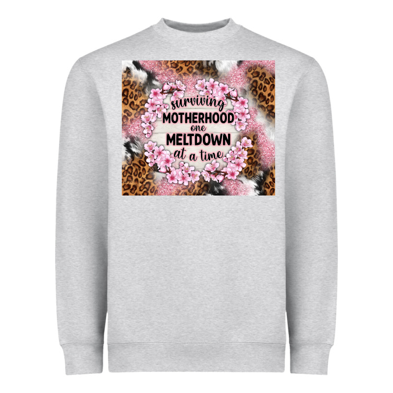 Surviving Motherhood One Meltdown At The Time Heavyweight Sweatshirt by TumblerDesignByShophia | Teevron