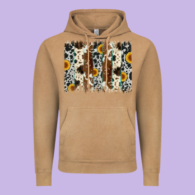 Sunflower Cowhide Brush Stroke Vintage Hoodie Designed By Artiststas
