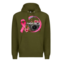 Army Green floral cancer ribbon vintage camera Premium Hoodie - FaDigitalArtStudio