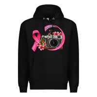 Black floral cancer ribbon vintage camera Premium Hoodie - FaDigitalArtStudio