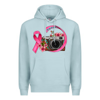 Blue Mist floral cancer ribbon vintage camera Premium Hoodie - FaDigitalArtStudio