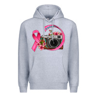 Heather Grey floral cancer ribbon vintage camera Premium Hoodie - FaDigitalArtStudio