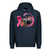 Navy floral cancer ribbon vintage camera Premium Hoodie - FaDigitalArtStudio