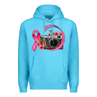 Ocean Blue floral cancer ribbon vintage camera Premium Hoodie - FaDigitalArtStudio