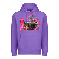Purple floral cancer ribbon vintage camera Premium Hoodie - FaDigitalArtStudio