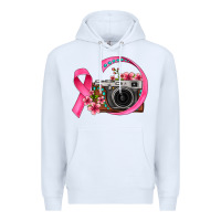 White floral cancer ribbon vintage camera Premium Hoodie - FaDigitalArtStudio