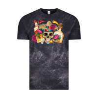 Mexican Skull Sombrero Tequila Bottle Paper Roses Vintage Tee | Teevron