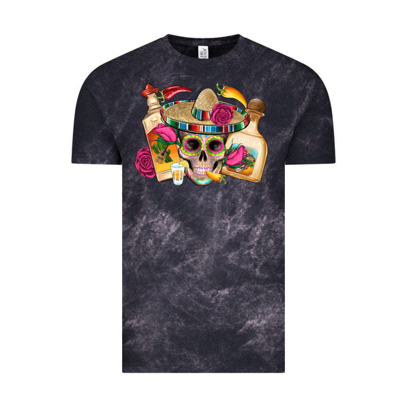 Mexican Skull Sombrero Tequila Bottle Paper Roses Vintage Tee by Artiststas | Teevron