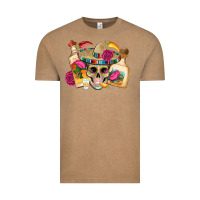 Vintage Coffee mexican skull sombrero tequila bottle paper roses Vintage Tee - Artiststas