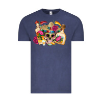 Vintage Denim mexican skull sombrero tequila bottle paper roses Vintage Tee - Artiststas