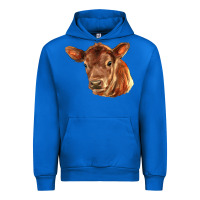Cobalt red angus calf face Urban Hoodie - LillyAllenDesigns