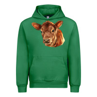 Emerald red angus calf face Urban Hoodie - LillyAllenDesigns