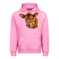 Fuchsia Pink red angus calf face Urban Hoodie - LillyAllenDesigns