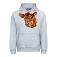 Heather Grey red angus calf face Urban Hoodie - LillyAllenDesigns