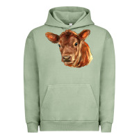 Pigment Oil Green red angus calf face Urban Hoodie - LillyAllenDesigns