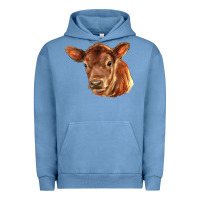 Pigment Pebble Blue red angus calf face Urban Hoodie - LillyAllenDesigns