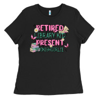 Retired Library Kid Present Bookish Girlie Ladies Tee | Teevron