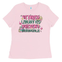 Bubblegum Pink retired library kid present bookish girlie Ladies Tee - MaliasSmallBusiness