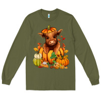 Army Green Fall Autumn heifer pumpkin Long Sleeve Tee - RanaPortraitStore
