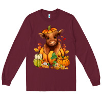 Burgundy Fall Autumn heifer pumpkin Long Sleeve Tee - RanaPortraitStore