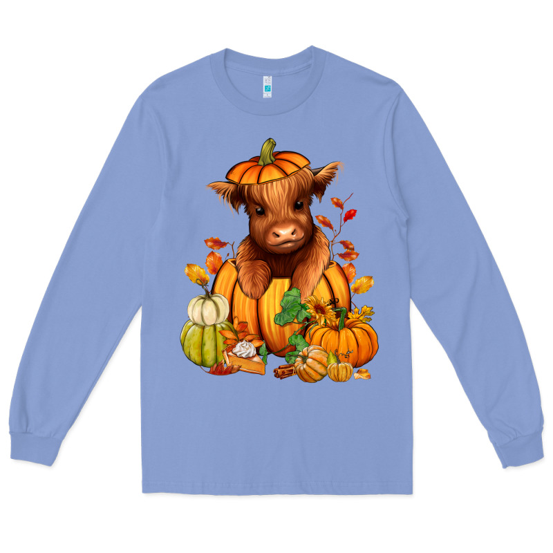 Fall Autumn Heifer Pumpkin Long Sleeve Tee by RanaPortraitStore | Teevron