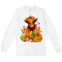White Fall Autumn heifer pumpkin Long Sleeve Tee - RanaPortraitStore