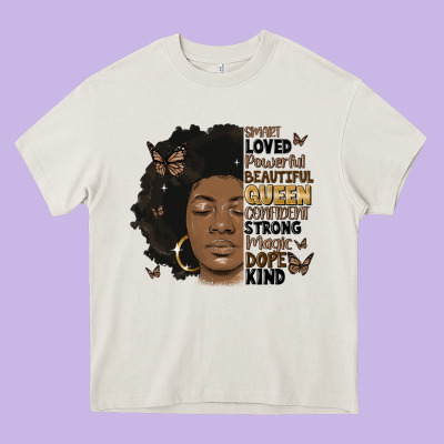 Afro Woman Smart Loved Powerful Heavy Core Tee Designed By Maliassmallbusiness