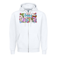 White Happy Easter Nurse Zipper Hoodie - OliviaCreatesArt