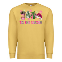 Antique Gold Pink Christmas Tis The Season Premium Sweatshirt - FaDigitalArtStudio