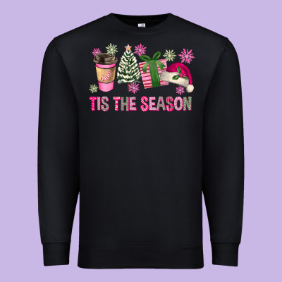 Pink Christmas Tis The Season Premium Sweatshirt Designed By Fadigitalartstudio