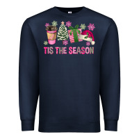 Navy Pink Christmas Tis The Season Premium Sweatshirt - FaDigitalArtStudio