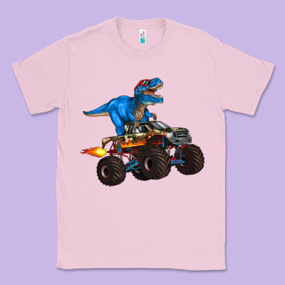 Monster Truck And  T Rex Dinosaur Classic Tee Designed By Artiststas