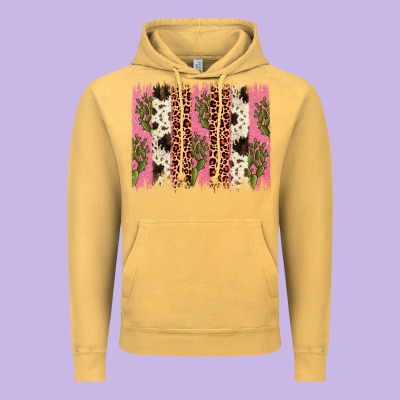 Cactus Leopard Cowhide Brush Stroke Vintage Hoodie Designed By Artiststas