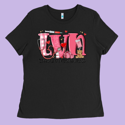 Lvn Licensed Vocational Nurse Valentine's Day Ladies Tee Designed By Maliassmallbusiness