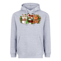 Heather Grey Christmas coffee cups Heavyweight Hoodie - FaDigitalArtStudio
