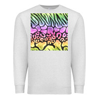Oatmeal Heather neon rainbow safari seamless pattern Premium Sweatshirt - BundleAndBundleShop