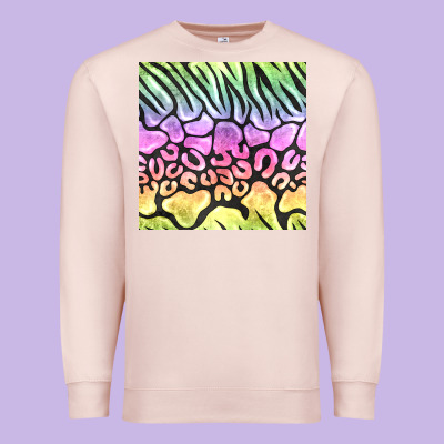 Neon Rainbow Safari Seamless Pattern Premium Sweatshirt Designed By Bundleandbundleshop