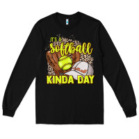 Black It's a Softball kinda day leopard Long Sleeve Tee - NancyCooperArtShop