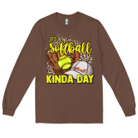 Chestnut It's a Softball kinda day leopard Long Sleeve Tee - NancyCooperArtShop
