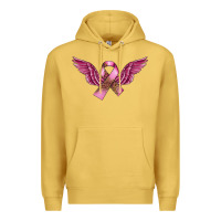 Antique Gold Breast Cancer ribbon with angel wings Premium Hoodie - FaDigitalArtStudio