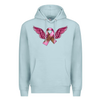 Blue Mist Breast Cancer ribbon with angel wings Premium Hoodie - FaDigitalArtStudio