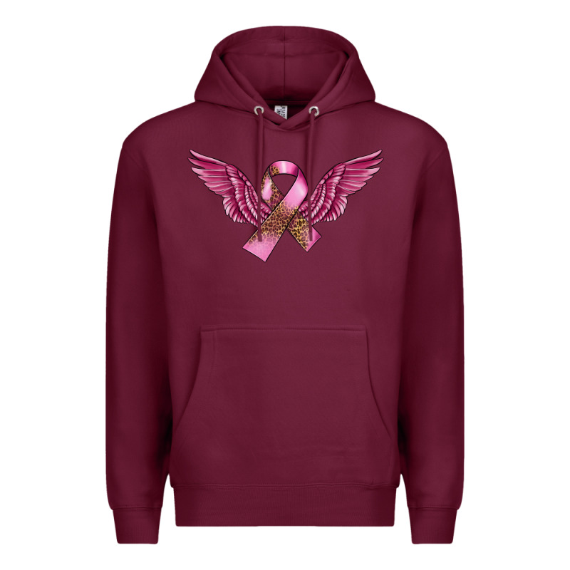 Breast Cancer Ribbon With Angel Wings Premium Hoodie by FaDigitalArtStudio | Teevron
