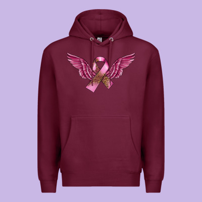 Breast Cancer Ribbon With Angel Wings Premium Hoodie Designed By Fadigitalartstudio