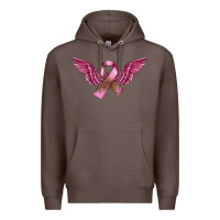 Coffee Breast Cancer ribbon with angel wings Premium Hoodie - FaDigitalArtStudio