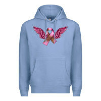 Colony Blue Breast Cancer ribbon with angel wings Premium Hoodie - FaDigitalArtStudio