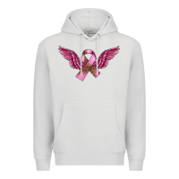 Dove Grey Breast Cancer ribbon with angel wings Premium Hoodie - FaDigitalArtStudio