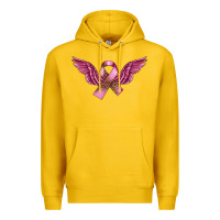 Lemon Breast Cancer ribbon with angel wings Premium Hoodie - FaDigitalArtStudio